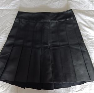 A&F black vegan leather pleated skirt